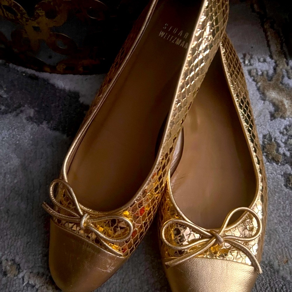 Stuart Weitzman Gold Ballet Flats
